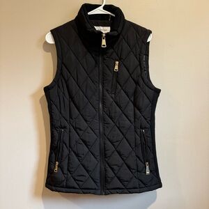 Calvin Klein Black Quilted Vest with Gold Accents